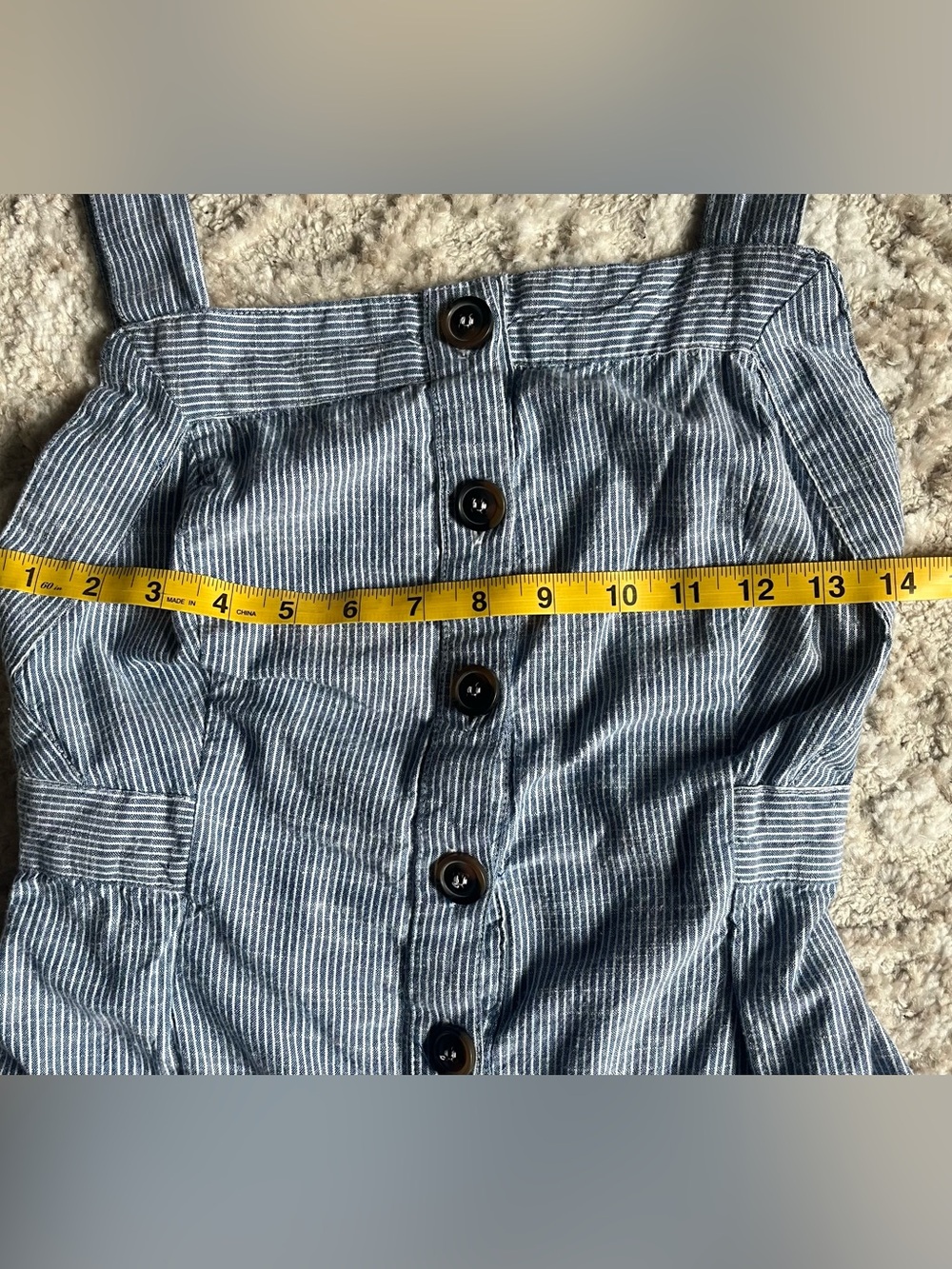 Japna Blue & White Striped Button-Front Wide-Leg Square-Neck Jumpsuit - Picture 6 of 11